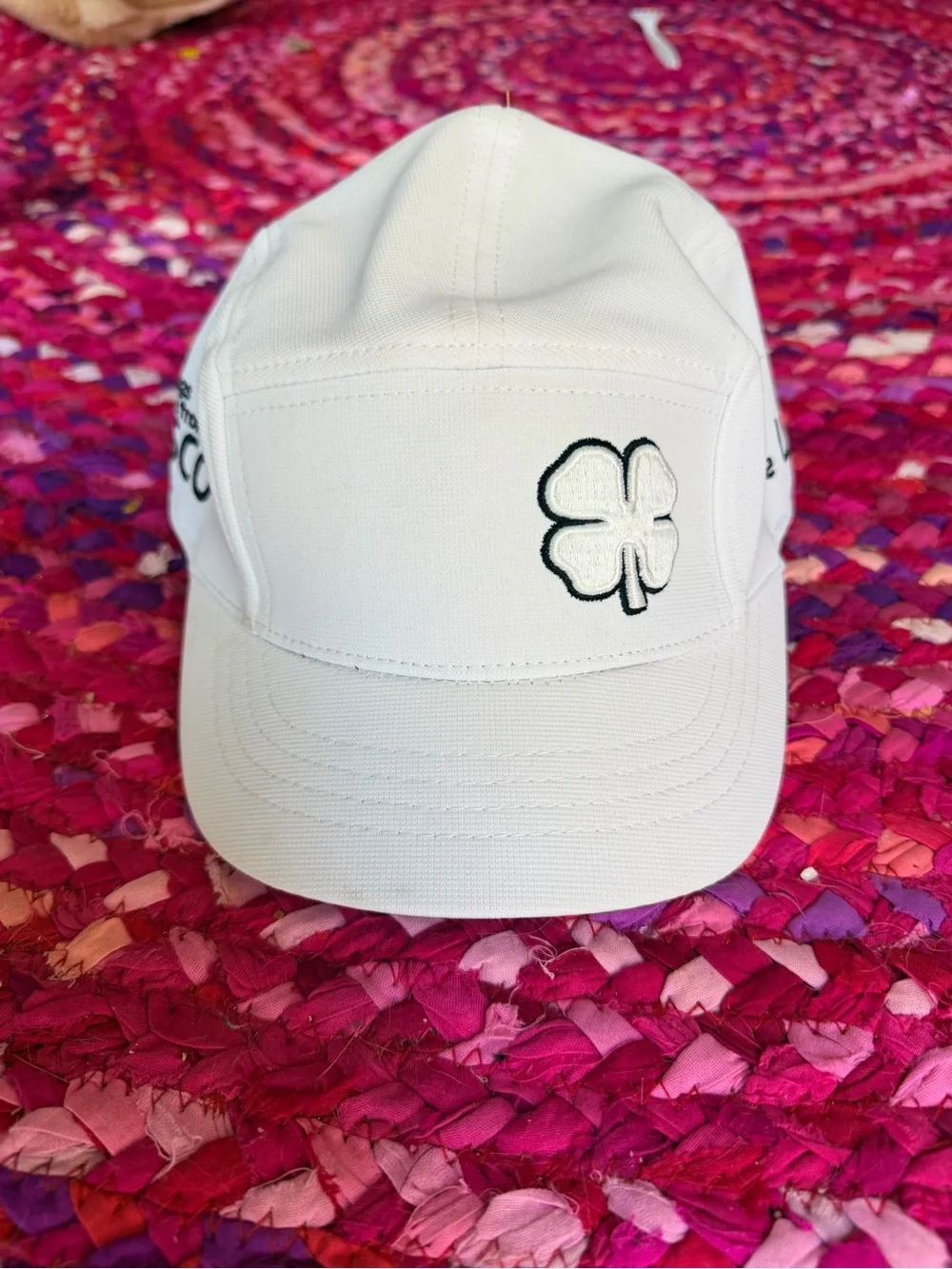 Black Clover Brand White Cap with Black Embroidered Logo